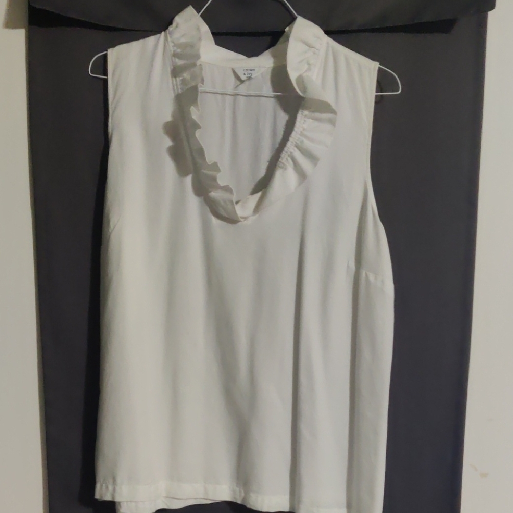 White Ruffled Sleeveless Top